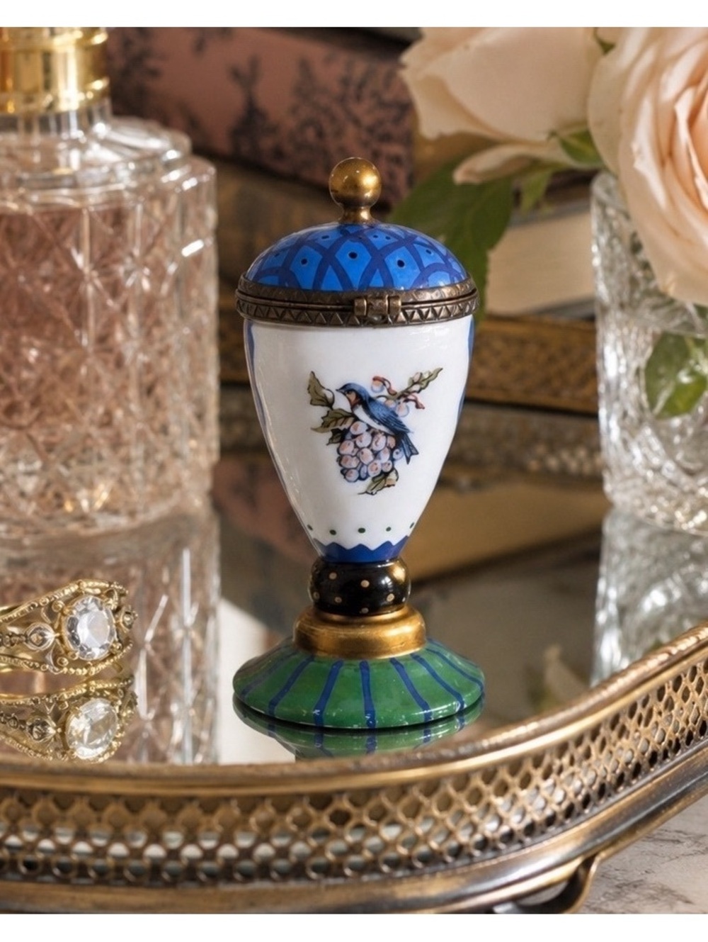 NWT 1997 Tracy Porter Porcelain Bird Trinket Box